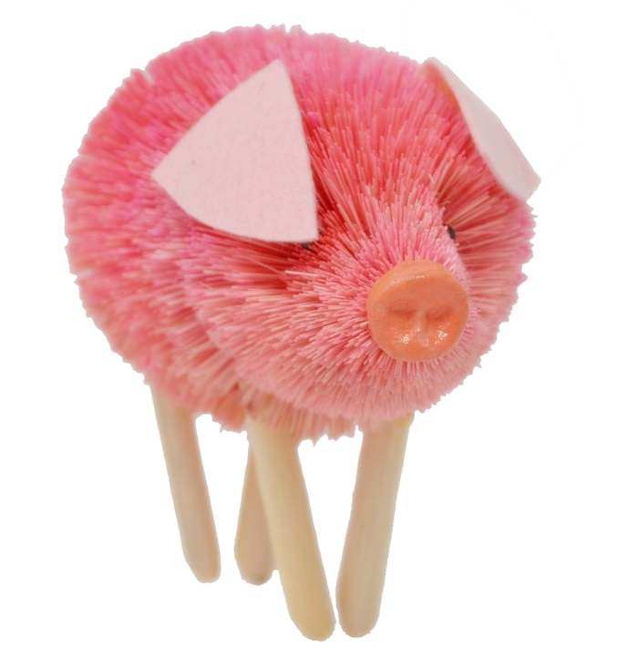 Brushart Bristle Brush Animal Pig Pink Standing 6